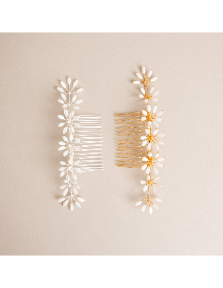 Peigne long mariée Orea Nacre - Les Perles de la Bastide - Comptoir Doré