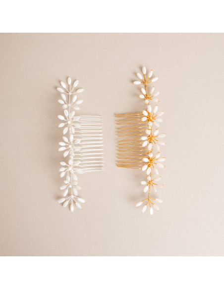 Peigne long mariée Orea Nacre - Les Perles de la Bastide - Comptoir Doré