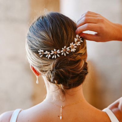 Peigne long mariée Orea Nacre - Les Perles de la Bastide - Comptoir Doré