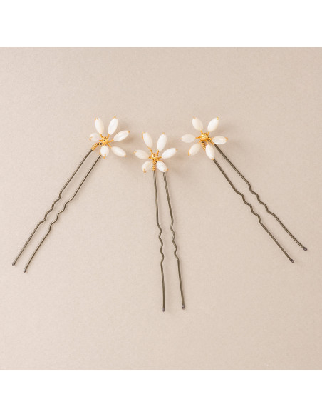 Épingles à cheveux mariée Orea petites en nacre - Les Perles de la Bastide - Comptoir Doré