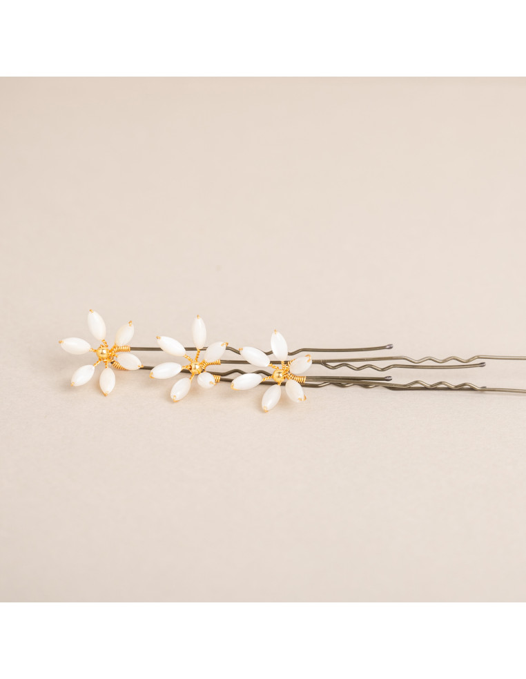Épingles à cheveux mariée Orea petites en nacre - Les Perles de la Bastide - Comptoir Doré