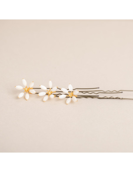 Épingles à cheveux mariée Orea petites en nacre - Les Perles de la Bastide - Comptoir Doré