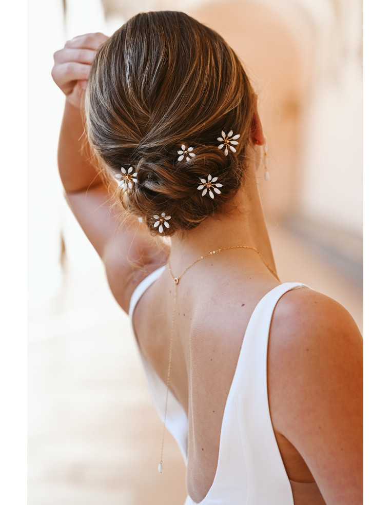 Épingles à cheveux mariée Orea moyennes en nacre - Les Perles de la Bastide - Comptoir Doré