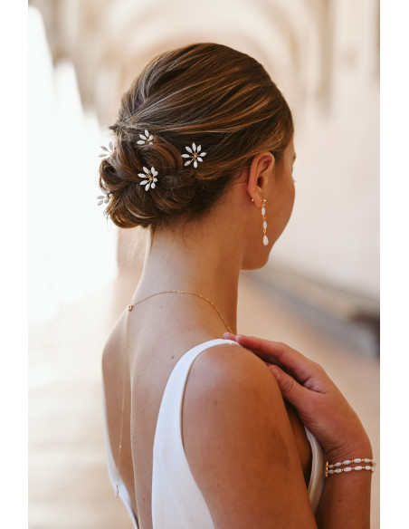 Épingles à cheveux mariée Orea moyennes en nacre - Les Perles de la Bastide - Comptoir Doré