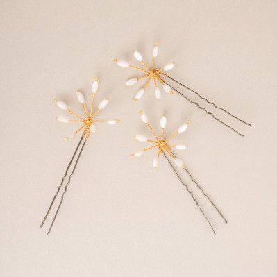Épingle à cheveux mariée Orea grande en nacre - Les Perles de la Bastide - Comptoir Doré