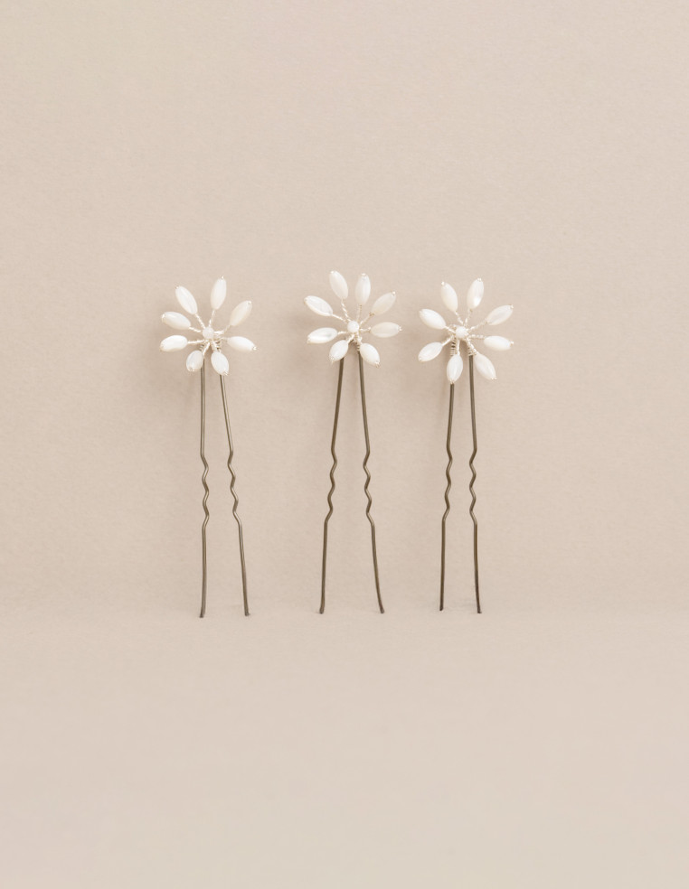 Épingles à cheveux mariée Orea moyennes en nacre - Les Perles de la Bastide - Comptoir Doré