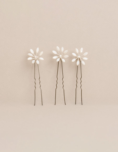 Épingles à cheveux mariée Orea moyennes en nacre - Les Perles de la Bastide - Comptoir Doré