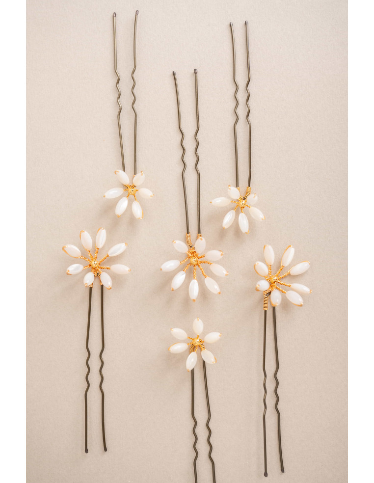 Épingles à cheveux mariée Orea moyennes en nacre - Les Perles de la Bastide - Comptoir Doré