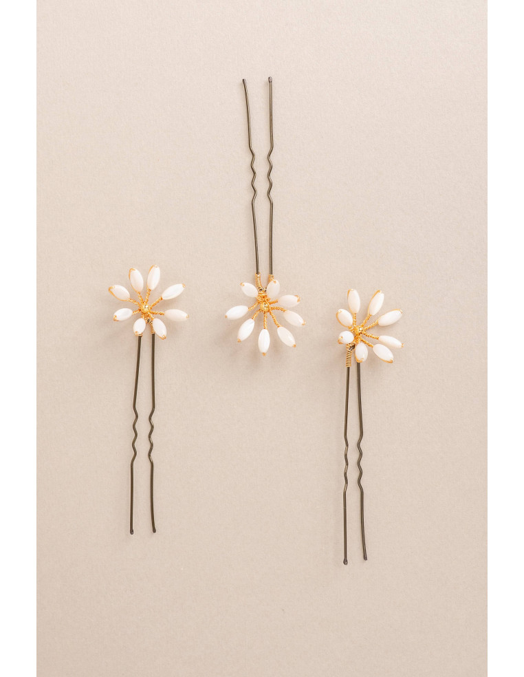 Épingles à cheveux mariée Orea moyennes en nacre - Les Perles de la Bastide - Comptoir Doré