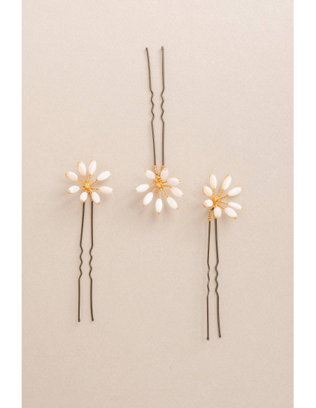 Épingles à cheveux mariée Orea moyennes en nacre - Les Perles de la Bastide - Comptoir Doré