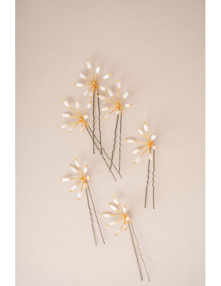 Épingle à cheveux mariée Orea grande en nacre - Les Perles de la Bastide - Comptoir Doré