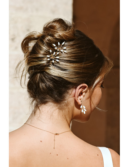 Épingle à cheveux mariée Orea grande en nacre - Les Perles de la Bastide - Comptoir Doré