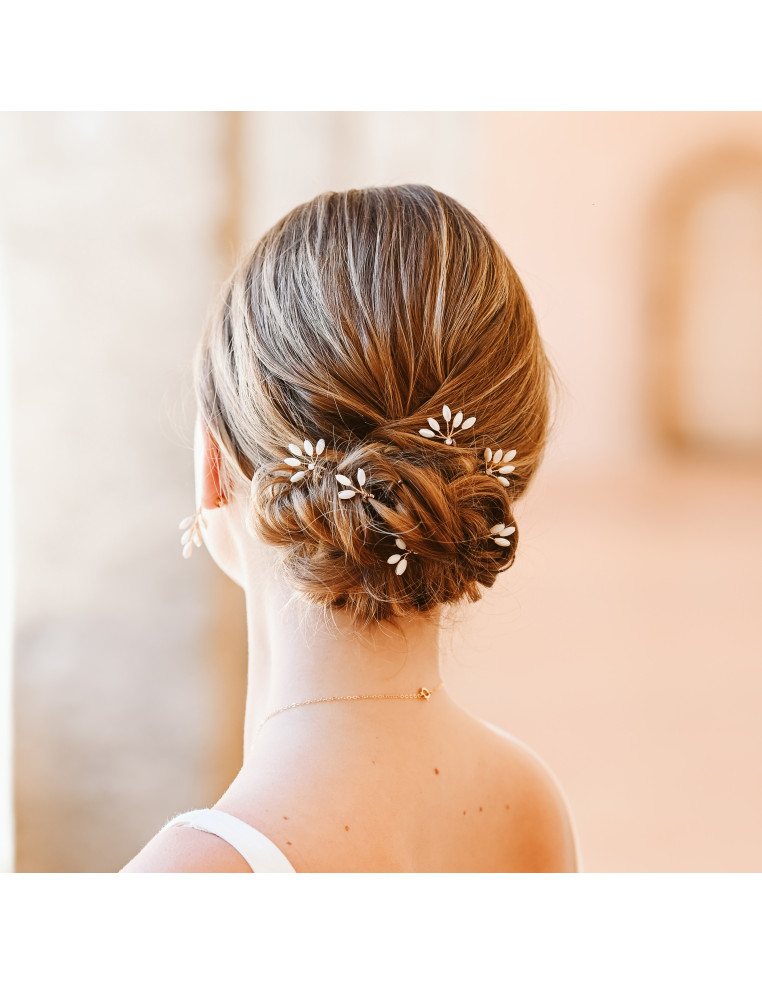 Épingles à cheveux mariée nacre Capucine - Les Perles de la Bastide - Comptoir Doré