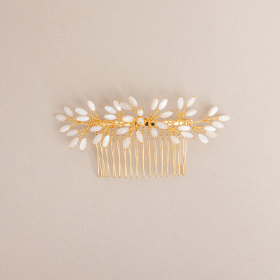 Peigne mariée Capucine nacre doré ou argenté - Les Perles de la Bastide - Comptoir Doré 2