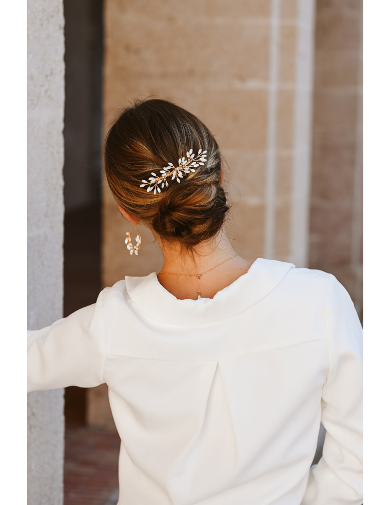 Peigne mariée Capucine nacre doré ou argenté - Les Perles de la Bastide - Comptoir Doré