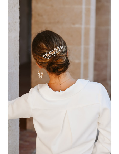 Peigne mariée Capucine nacre doré ou argenté - Les Perles de la Bastide - Comptoir Doré