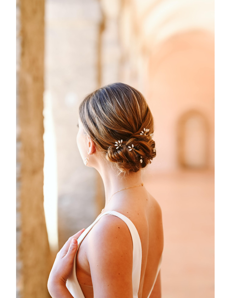 Épingles à cheveux mariée nacre Capucine moyennes - Les Perles de la Bastide - Comptoir Doré