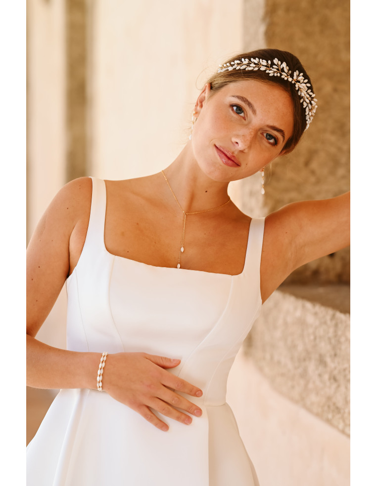 Bandeau mariée en nacre doré ou argenté - Les Perles de la Bastide - Comptoir Doré