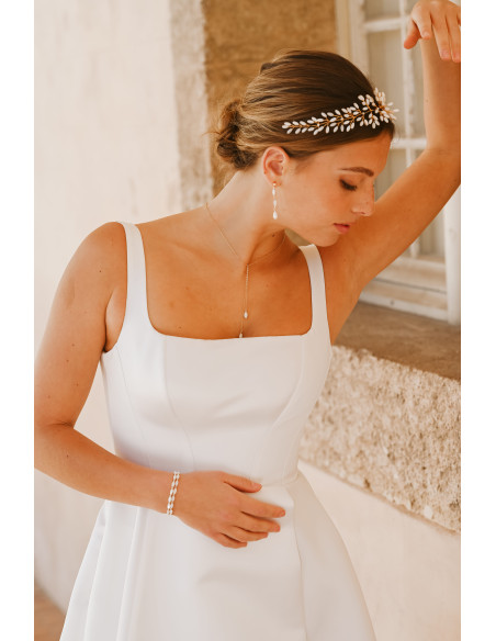 Bandeau mariée en nacre doré ou argenté - Les Perles de la Bastide - Comptoir Doré