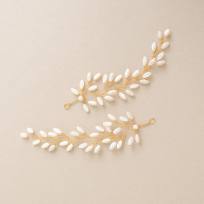 Double vigne mariée en nacre Capucine dorée ou argentée - Les Perles de la Bastide - Comptoir Doré