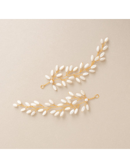 Double vigne mariée en nacre Capucine dorée ou argentée - Les Perles de la Bastide - Comptoir Doré