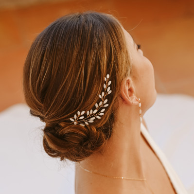 Double vigne mariée en nacre Capucine dorée ou argentée - Les Perles de la Bastide - Comptoir Doré 2