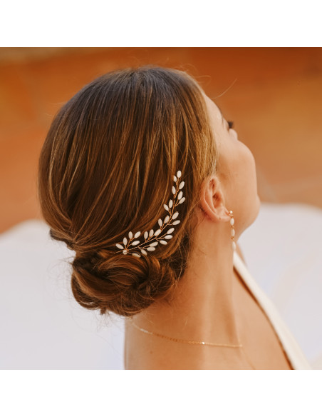 Double vigne mariée en nacre Capucine dorée ou argentée - Les Perles de la Bastide - Comptoir Doré