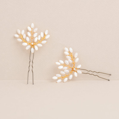 Grand pic à chignon mariée nacre doré ou argenté - Les Perles de la Bastide - Comptoir Doré