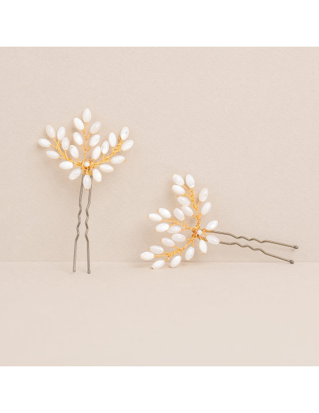 Grand pic à chignon mariée nacre doré ou argenté - Les Perles de la Bastide - Comptoir Doré