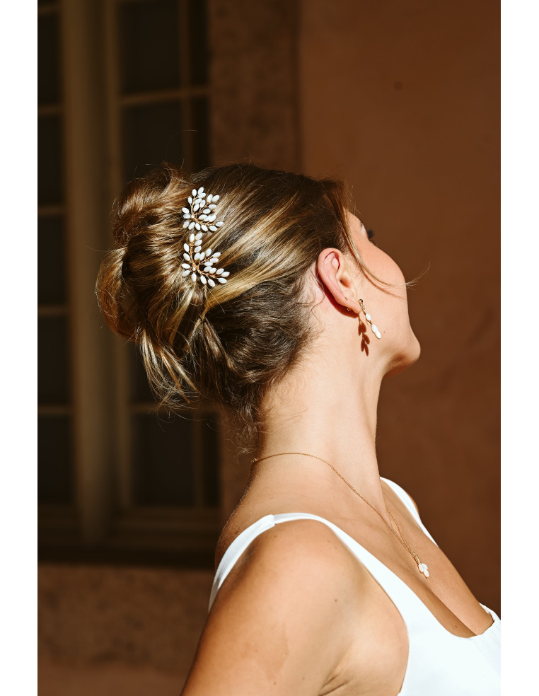 Grand pic à chignon mariée nacre doré ou argenté - Les Perles de la Bastide - Comptoir Doré