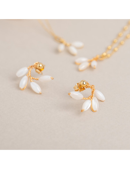Boucles d'oreilles mariée nacre Capucine Curve – Les Perles de la Bastide - Comptoir Doré