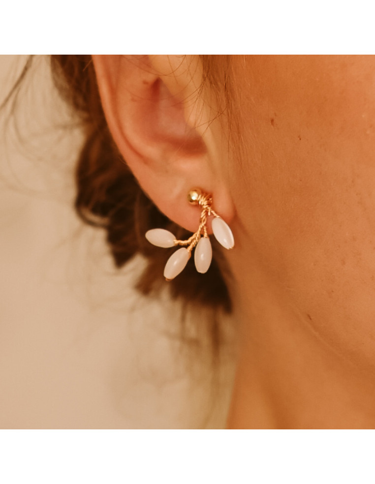 Boucles d'oreilles mariée nacre Capucine Curve – Les Perles de la Bastide - Comptoir Doré