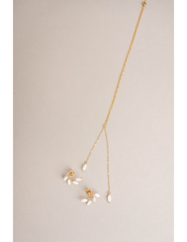 Boucles d'oreilles mariée nacre Capucine Curve – Les Perles de la Bastide - Comptoir Doré