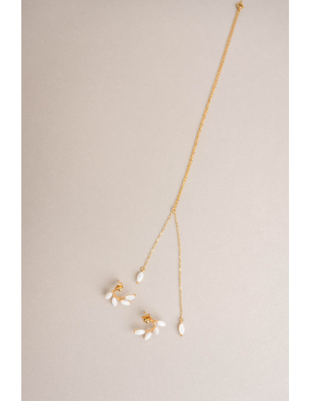 Boucles d'oreilles mariée nacre Capucine Curve – Les Perles de la Bastide - Comptoir Doré