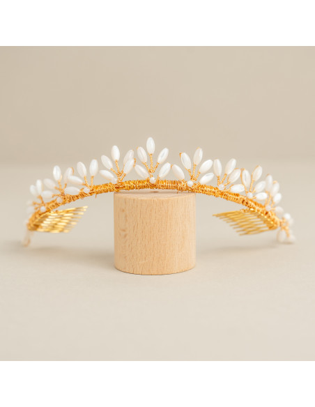 Tiare Capucine – Diadème mariée en Nacre - Les Perles de la Bastide - Comptoir Doré