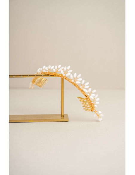 Tiare Capucine – Diadème mariée en Nacre - Les Perles de la Bastide - Comptoir Doré