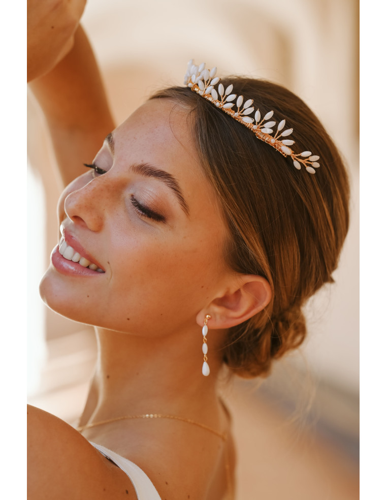 Tiare Capucine – Diadème mariée en Nacre - Les Perles de la Bastide - Comptoir Doré