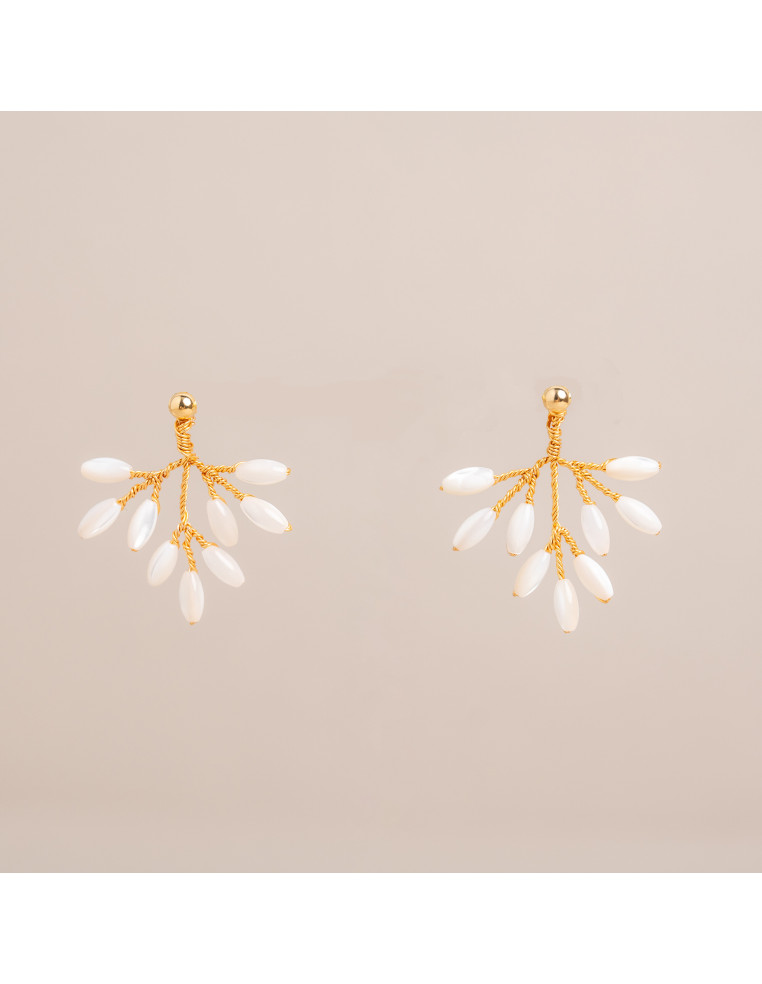 Boucles d'oreilles mariée en nacre Capucine – Les Perles de la Bastide - Comptoir Doré