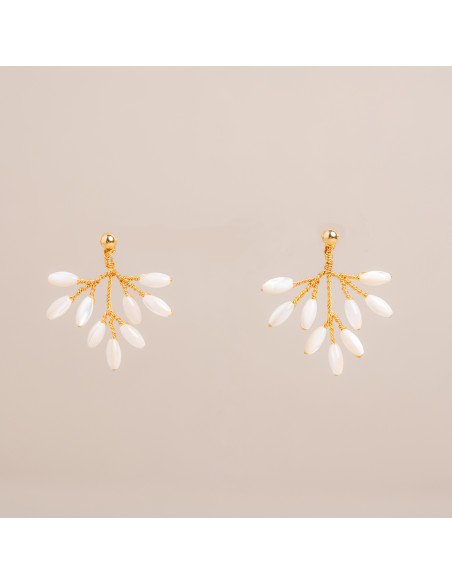 Boucles d'oreilles mariée en nacre Capucine – Les Perles de la Bastide - Comptoir Doré