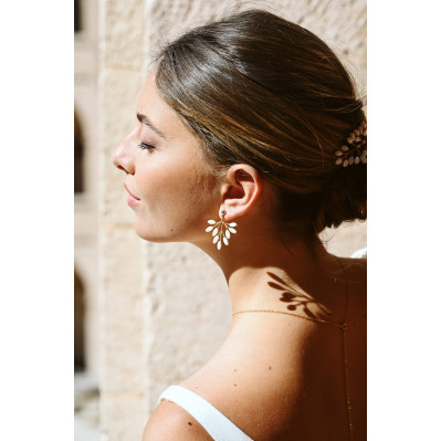 Boucles d'oreilles mariée en nacre Capucine – Les Perles de la Bastide - Comptoir Doré 2