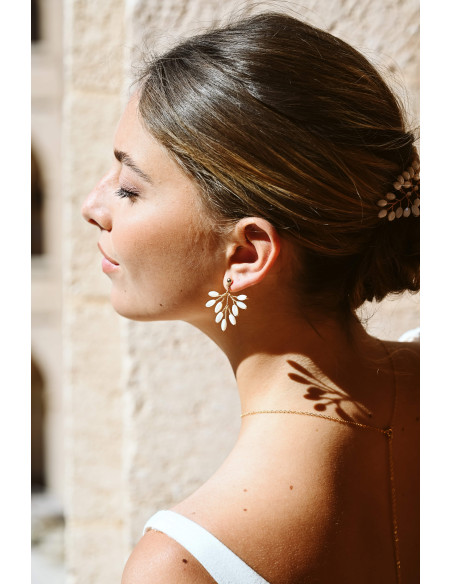 Boucles d'oreilles mariée en nacre Capucine – Les Perles de la Bastide - Comptoir Doré