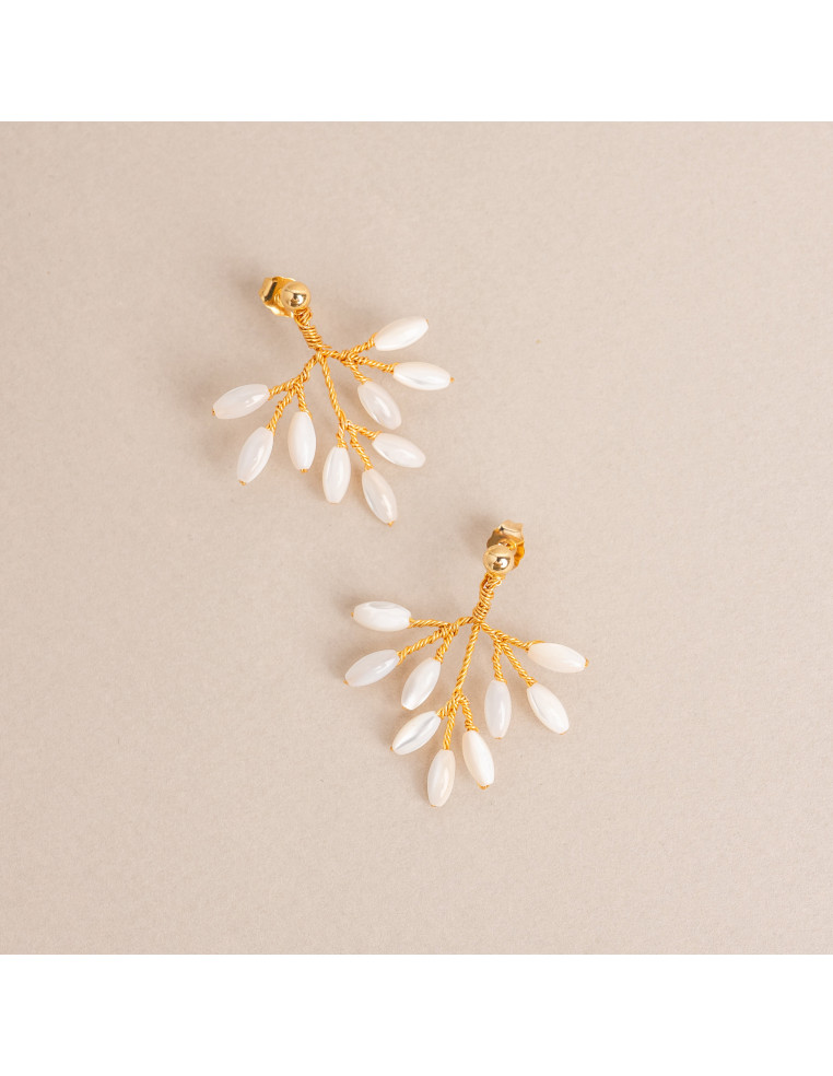Boucles d'oreilles mariée en nacre Capucine – Les Perles de la Bastide - Comptoir Doré