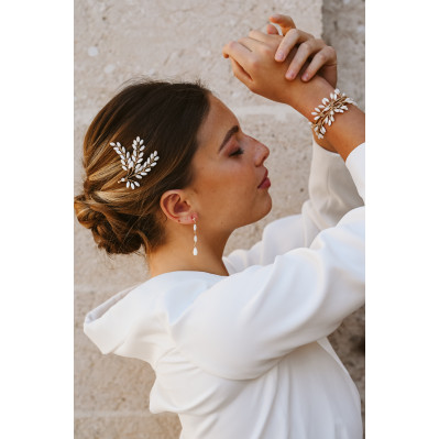 Boucles d'oreilles mariée Capucine longues – Nacre & porcelaine - Les Perles de la Bastide - Comptoir Doré 2