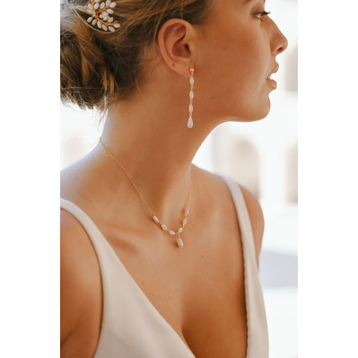 Collier mariée Capucine – Nacre & porcelaine  froide - Les Perles de la Bastide - Comptoir Doré 2