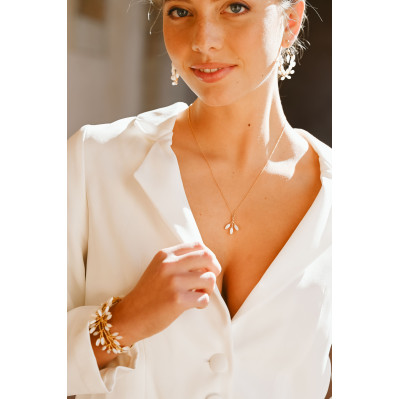 Collier pendentif mariée Capucine – Nacre & porcelaine  froide - Les Perles de la Bastide - Comptoir Doré 2