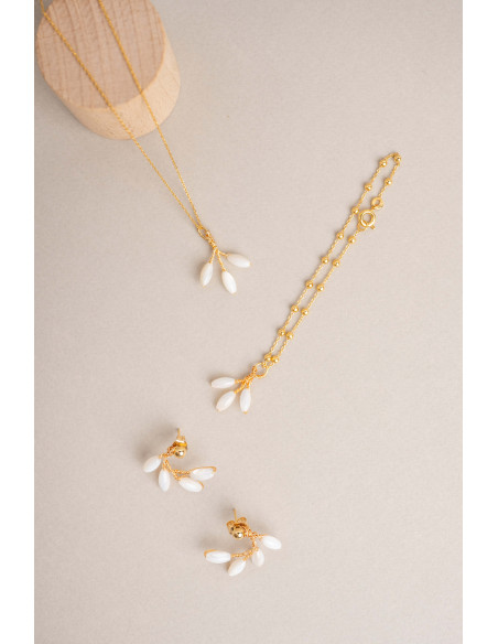 Collier pendentif mariée Capucine – Nacre & porcelaine  froide - Les Perles de la Bastide - Comptoir Doré