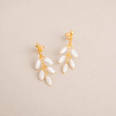 Boucles d'oreilles mariée nacre Demeter – Les Perles de la Bastide - Comptoir Doré 2