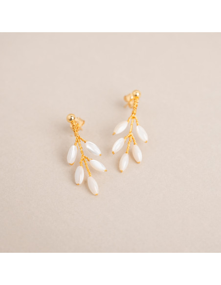 Boucles d'oreilles mariée nacre Demeter – Les Perles de la Bastide - Comptoir Doré