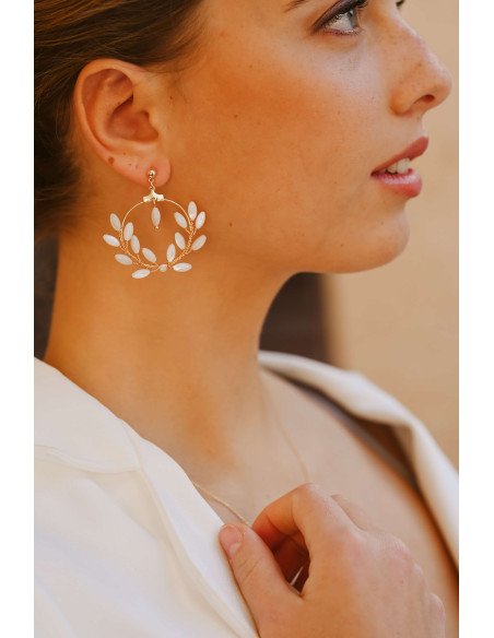 Créoles mariée perles de nacre Demeter – Les Perles de la Bastide - Comptoir Doré