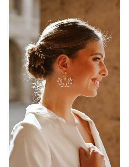 Créoles mariée perles de nacre Demeter – Les Perles de la Bastide - Comptoir Doré